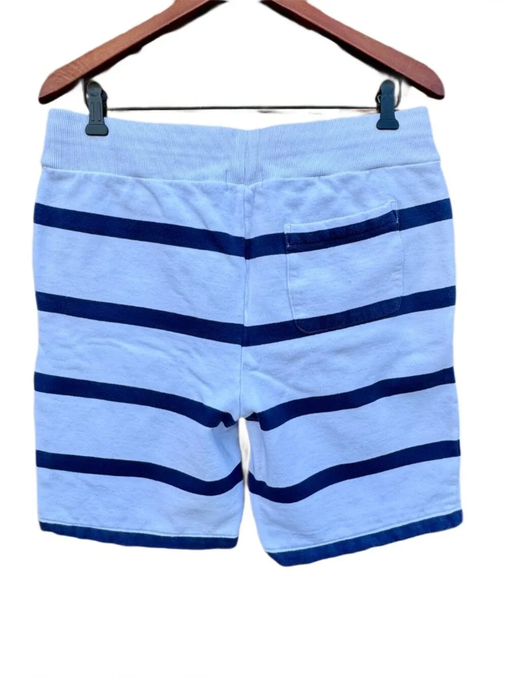 Polo Ralph Lauren Terry Sweat Shorts Mens Med White Blue Stripe Nautical Coastal